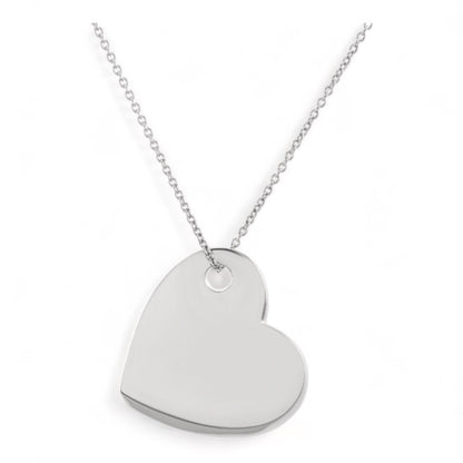 Collier Grand Cœur Facette Argent